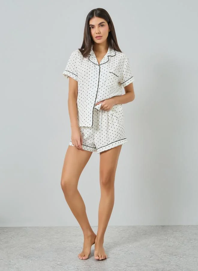 تايك تو مجموعة من شورت وقميص بأزرار وطبعة نقاط بولكا
