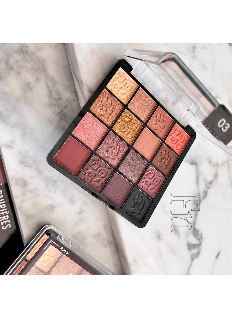 16-color eyeshadow palette, No. 03, creative touches for a charming look