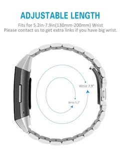 Y&D Stainless Steel Strap for Fitbit Charge 4, 3, 3 SE, Smart Loop Watch Strap, Replaceable Metal Wristband Accessories (Silver + Black)  - Image 4
