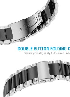 Y&D Stainless Steel Strap for Fitbit Charge 4, 3, 3 SE, Smart Loop Watch Strap, Replaceable Metal Wristband Accessories (Silver + Black)  - Image 3