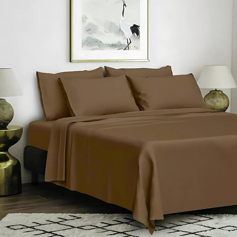 FOAM CRAFT Luxury Quality 4 Piece Bed Sheet Set - Twin Size, Mocha - Image 1