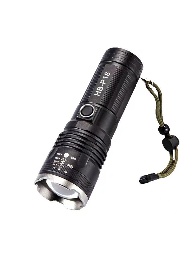Generic - White Laser Telescopic Zoom Rechargeable Outdoor Long-range Long-range Strong White Laser Flashlight-Color:P18 - Image 1