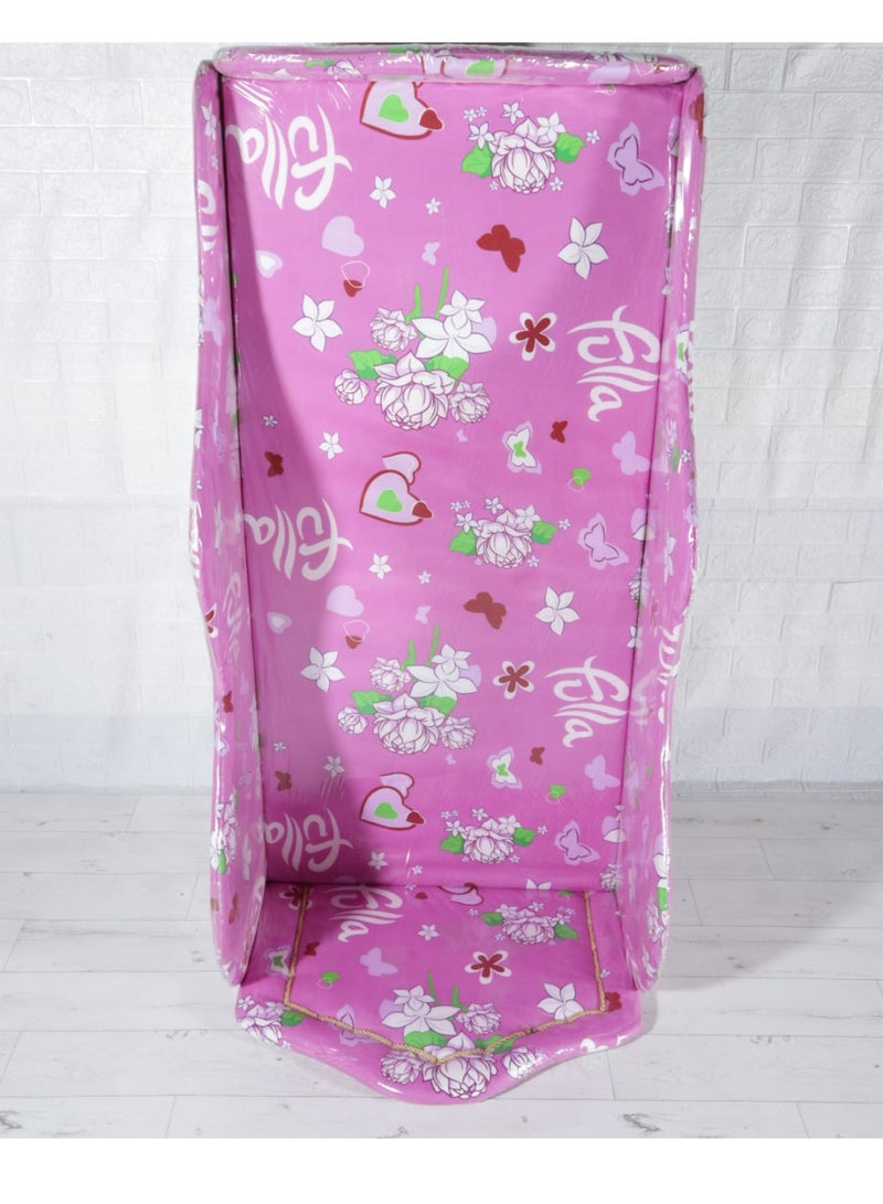 أذر مانيوفاكتشرر سرير أطفال خشبي برسومات لون وردي - Image 2