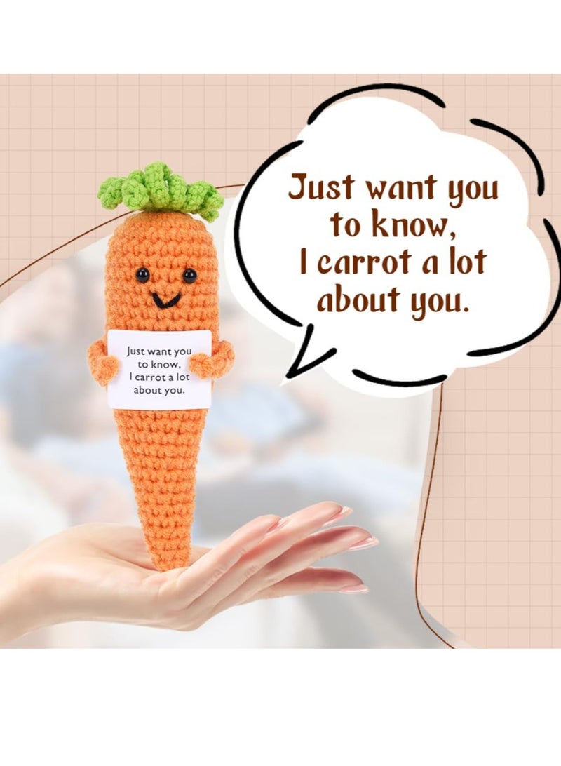 دمى الجزر المضحكة المحبوكة، ألعاب كروشيه مضحكة مع بطاقة تشجيع، دمية قلق بحجم الجيب، زينة عيد الحب لغرفة النوم أو المكتب (جزر) - Image 4