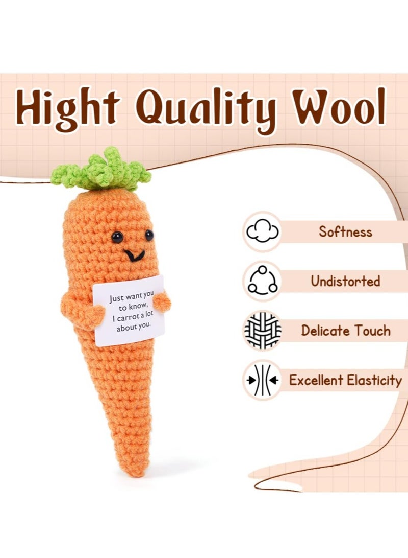 دمى الجزر المضحكة المحبوكة، ألعاب كروشيه مضحكة مع بطاقة تشجيع، دمية قلق بحجم الجيب، زينة عيد الحب لغرفة النوم أو المكتب (جزر) - Image 3