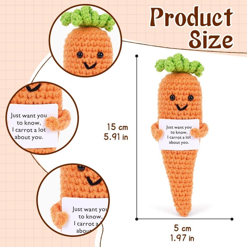 Funny Knitted Positive Carrot Dolls, Funny Crochet Toys with Encouragement Card, Pocket Hug Worry Doll, Valentines Day Decorations for Bedroom Home Office (Carrot) - Image 5