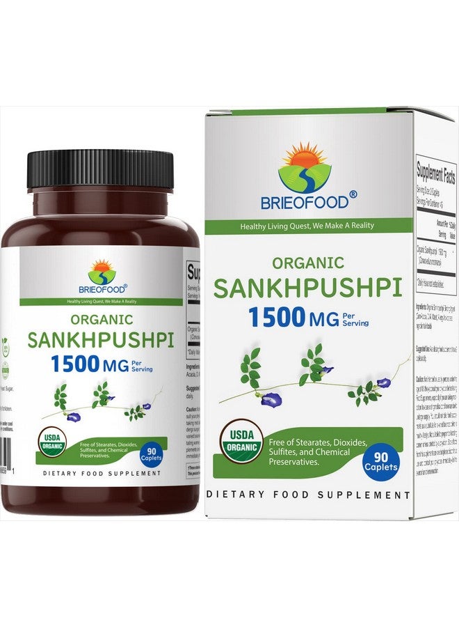 Brieofood Organic Sankhpushpi 1500Mg 45 Servings Vegetarian Gluten Free 90 Vegetarian Tablets - Image 1