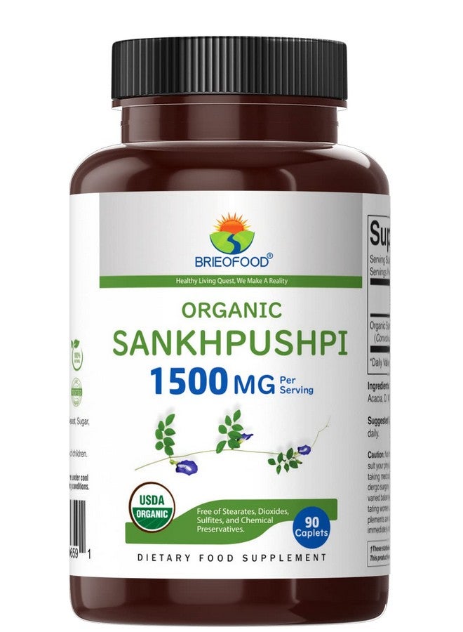 Brieofood Organic Sankhpushpi 1500Mg 45 Servings Vegetarian Gluten Free 90 Vegetarian Tablets - Image 3