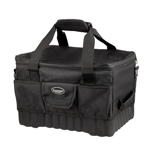Bucket Boss Pro Racer 14 in. Tool Bag with Heavy-Duty Waterproof Racetrack Zipper, Waterproof Molded Rubber Bottom, 16 Total Pockets, Molded Padded Shoulder Strap, in Black, 66014 - Image 3