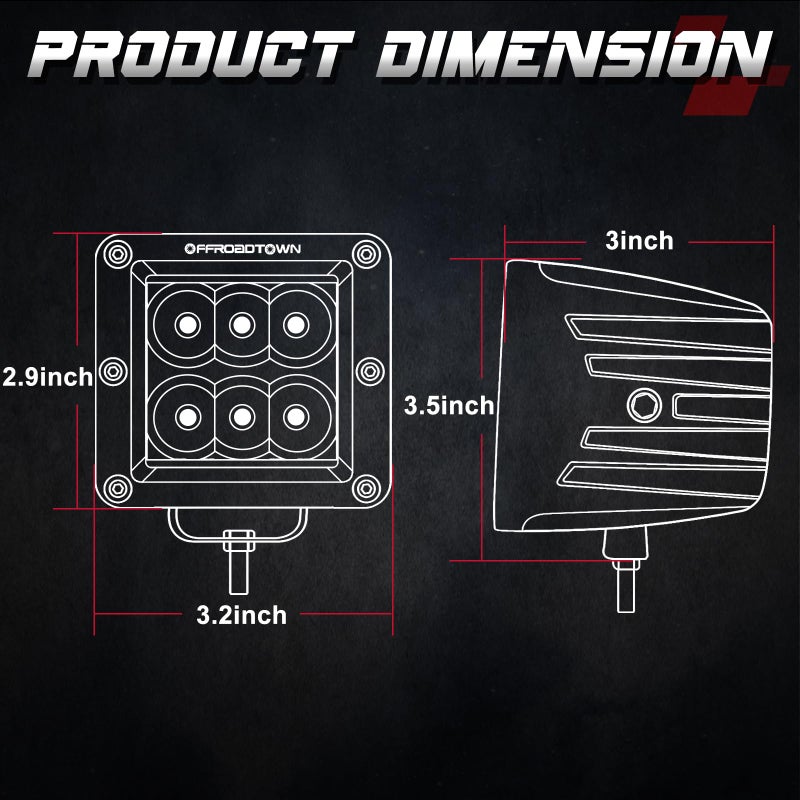 OFFROADTOWN LED Cubes, OFFROADTOWN 3inch 120W CREE LED Pods Driving Lights Cubes Ditch Light Off Road Lights Spot Reverse Light for Truck Pickup UTV ATV SUV Boat 4x4 Car - Image 2