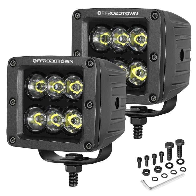 OFFROADTOWN LED Cubes, OFFROADTOWN 3inch 120W CREE LED Pods Driving Lights Cubes Ditch Light Off Road Lights Spot Reverse Light for Truck Pickup UTV ATV SUV Boat 4x4 Car - Image 1