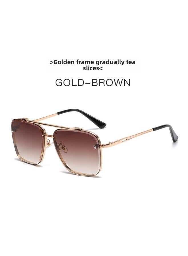 New Double Beam Trimming Sunglasses Men's European And American Fashion Street Shot Sunglasses Women's Frameless Glasses