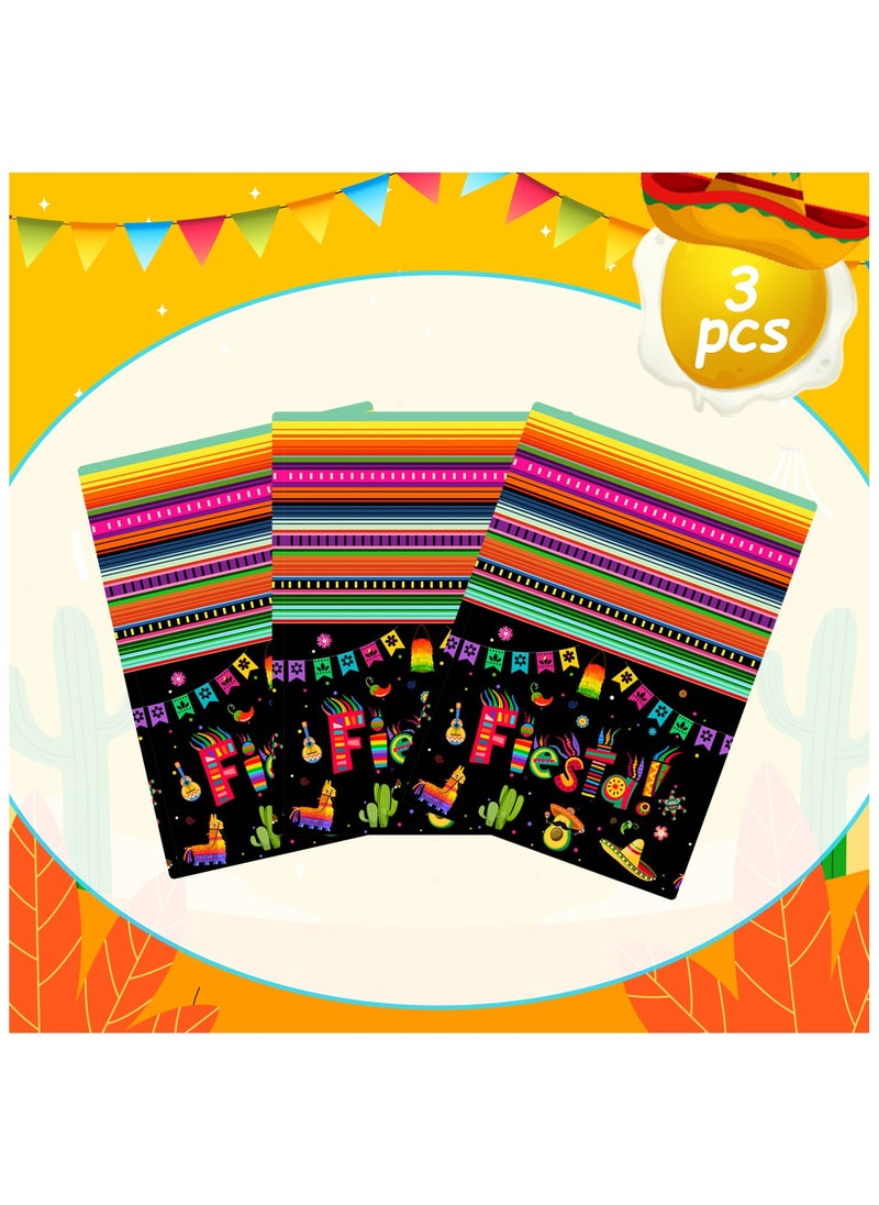 FRUITFUL PARTY Mexican Fiesta Party Tablecloth, 3pcs Cinco de Mayo Fiesta Tablecloth Set Cinco de Mayo Table Covers for Mexican Fiesta Party Decorations(Size: 274cm×137cm/107.8"× 54")  - Image 2