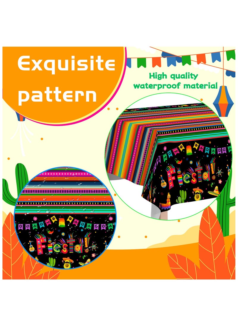 FRUITFUL PARTY Mexican Fiesta Party Tablecloth, 3pcs Cinco de Mayo Fiesta Tablecloth Set Cinco de Mayo Table Covers for Mexican Fiesta Party Decorations(Size: 274cm×137cm/107.8"× 54")  - Image 3