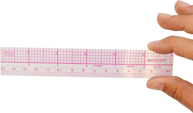Westcott 6-Inch Transparent Graph Ruler with Inches and Metric Scales - Image 2