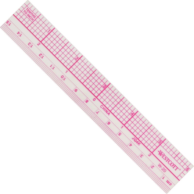 Westcott 6-Inch Transparent Graph Ruler with Inches and Metric Scales - Image 1