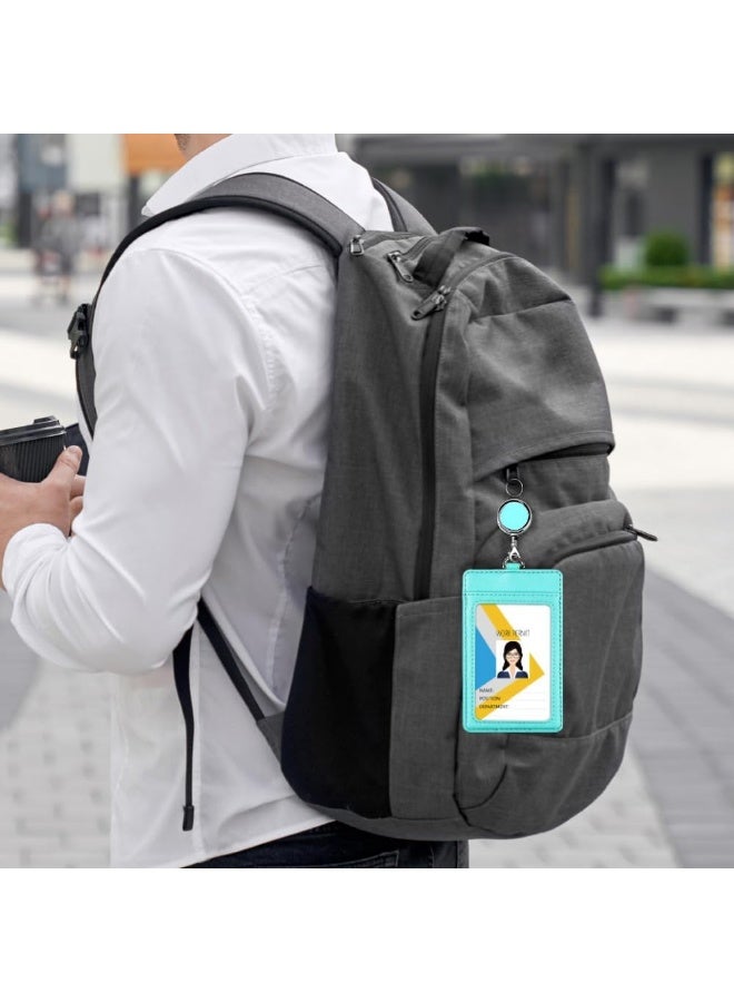 SUCITY PU Leather Retractable ID Badge Holder with Lanyard, Multi-Slot Office Card Case for Work Permit & Daily Use - Image 4