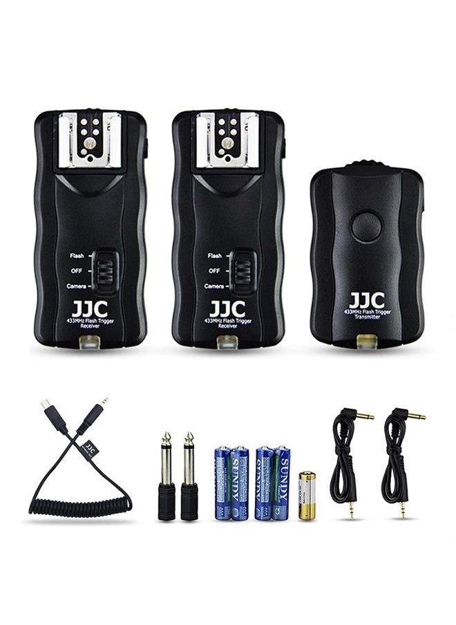 JJC - 3-in-1 Wireless Flash Trigger & Shutter Remote Control with Two Receivers Kit for Sony A6600 A6500 A6400 A6300 A6100 A7M4 A7 IV A7III II A7R5 A7R V A7R III II A7S III II A9 II A99 II - Image 1