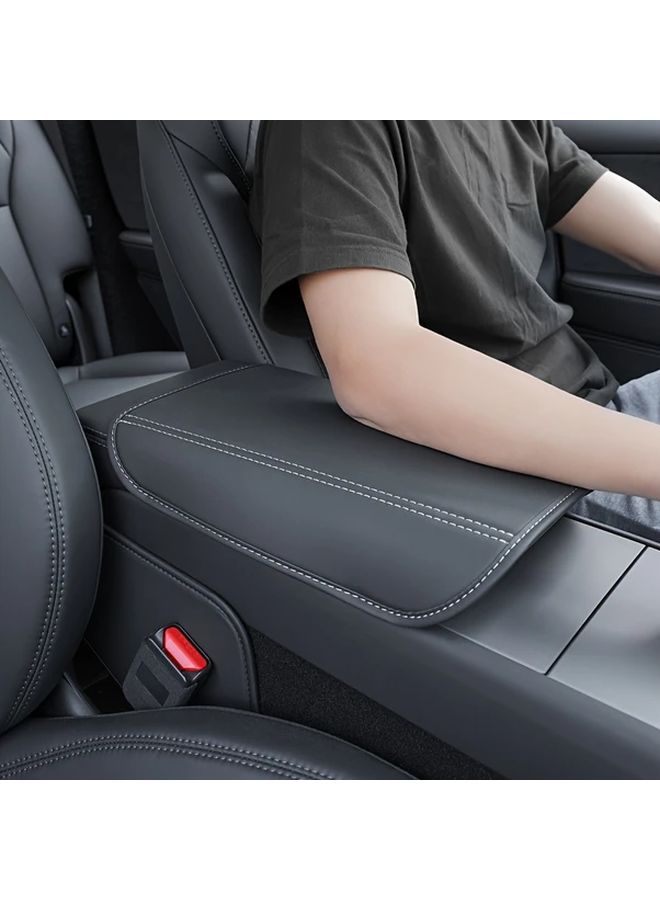 Tesla Model Y Model 3 Center Console Armrest Cover Black Faux Leather Scratch Resistant - Image 4