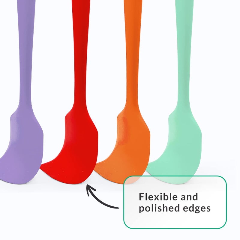 Elihome Chef Series 3 Piece Silicone Spatula Set - 600F Heat Resistant Non Stick Rubber Kitchen Scraper Spatulas for Cooking  Baking  and Mixing - BPA Free and LFGB Certified Silicone (Red) - Image 5