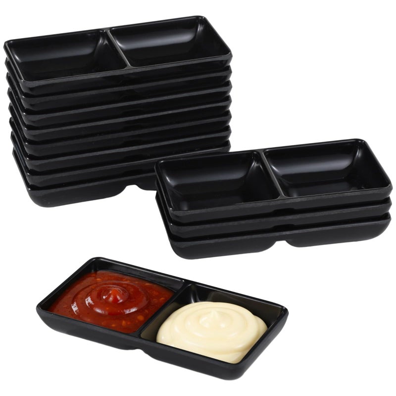 Melamine Dipping Bowls Set Of 12 Black 5.7 Inch Dish For Appetizers - Image 2