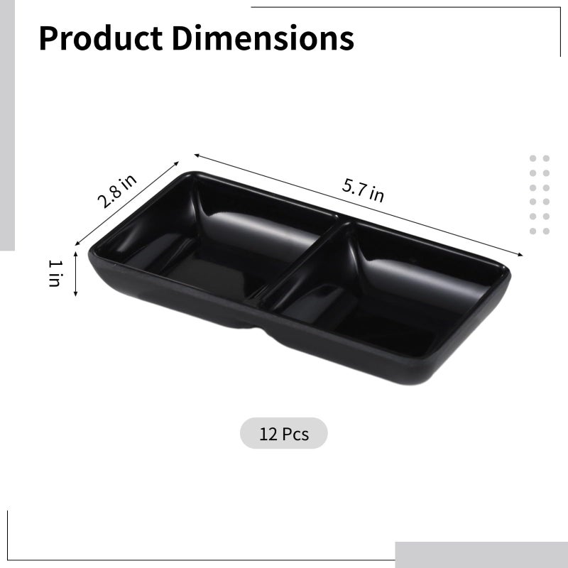 Melamine Dipping Bowls Set Of 12 Black 5.7 Inch Dish For Appetizers - Image 4