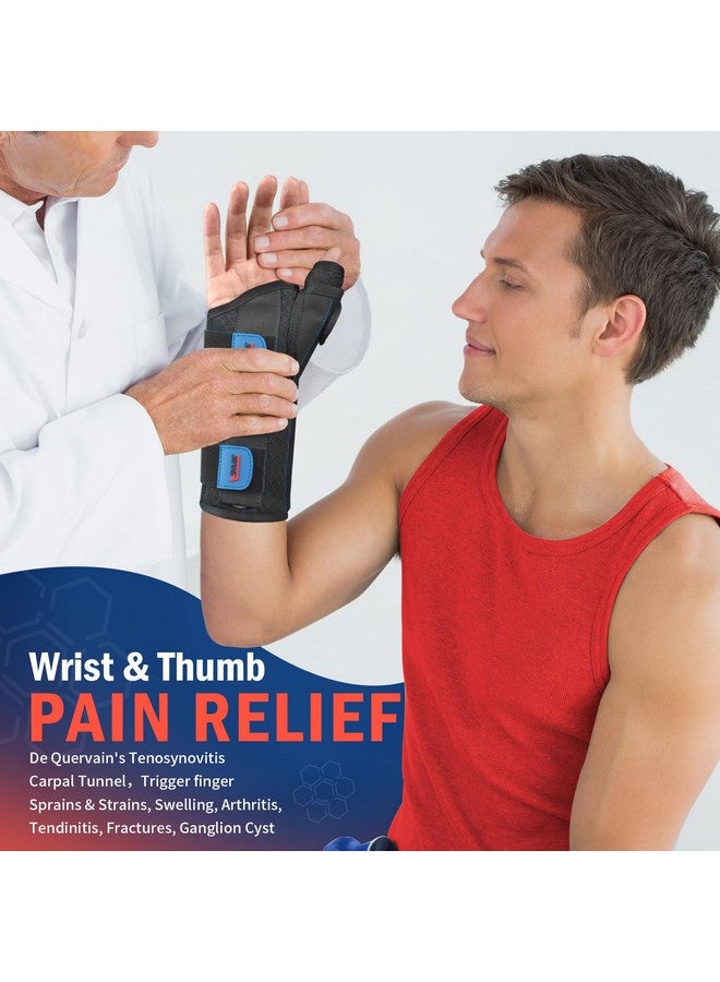 FEATOL Carpal Tunnel Wrist Brace Night Support, FSA or HSA Thumb Spica Splint Left Hand for De Quervains Tenosynovitis, Tendonitis, Wrist Brace With Thumb Support-Medium/Large-Women & Men, Black - Image 2
