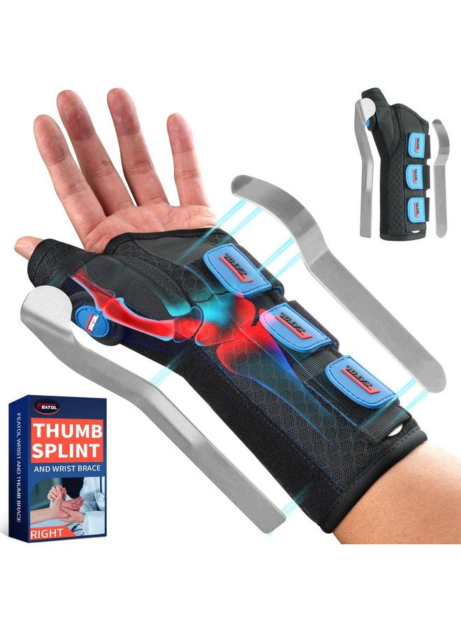 FEATOL Carpal Tunnel Wrist Brace Night Support, FSA or HSA Thumb Spica Splint Left Hand for De Quervains Tenosynovitis, Tendonitis, Wrist Brace With Thumb Support-Medium/Large-Women & Men, Black - Image 1