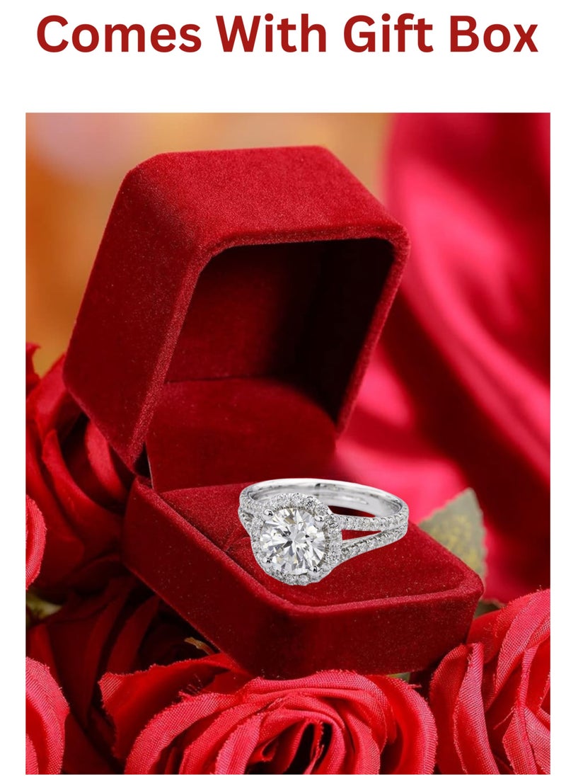 Generic Adjustable Silver Ring for Women Elegant Solitaire Cubic Zirconia with Floral Design and Gift Box  - Image 2