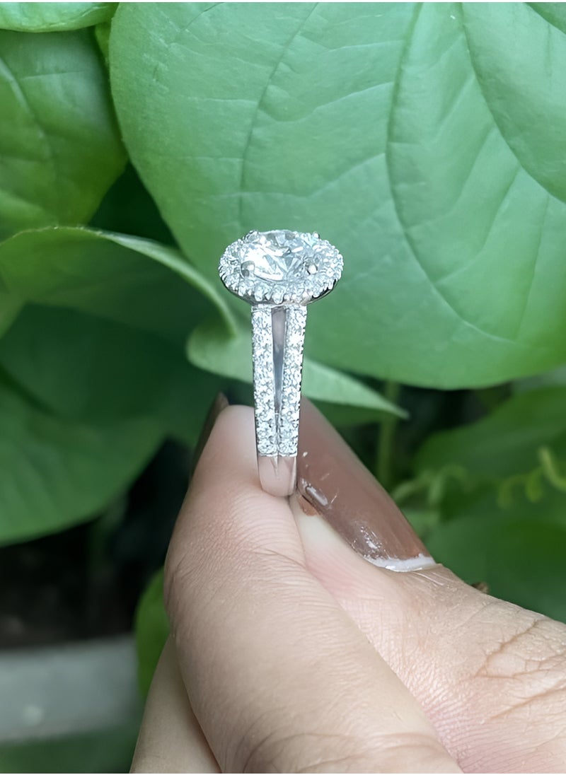 Generic Adjustable Silver Ring for Women Elegant Solitaire Cubic Zirconia with Floral Design and Gift Box  - Image 4