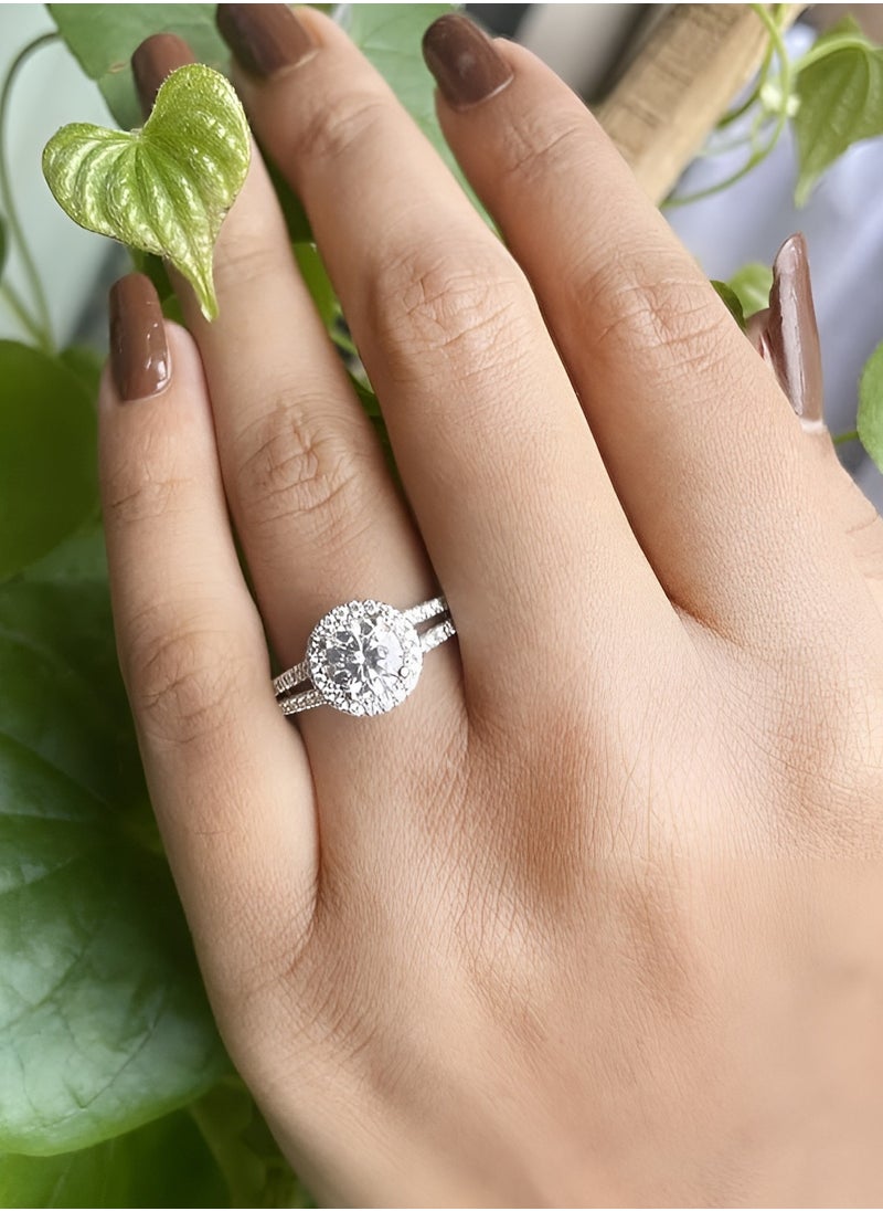 Generic Adjustable Silver Ring for Women Elegant Solitaire Cubic Zirconia with Floral Design and Gift Box  - Image 5
