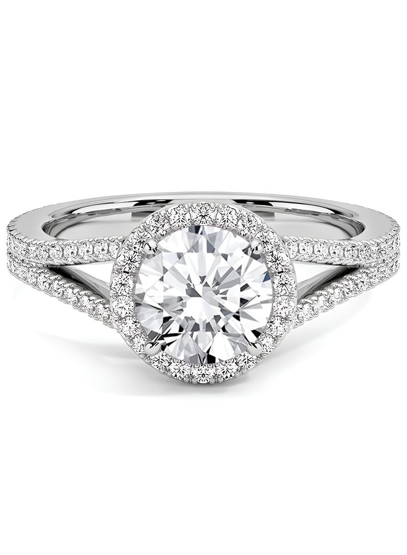 Adjustable Silver Ring for Women Elegant Solitaire Cubic Zirconia with Floral Design and Gift Box - Image 1