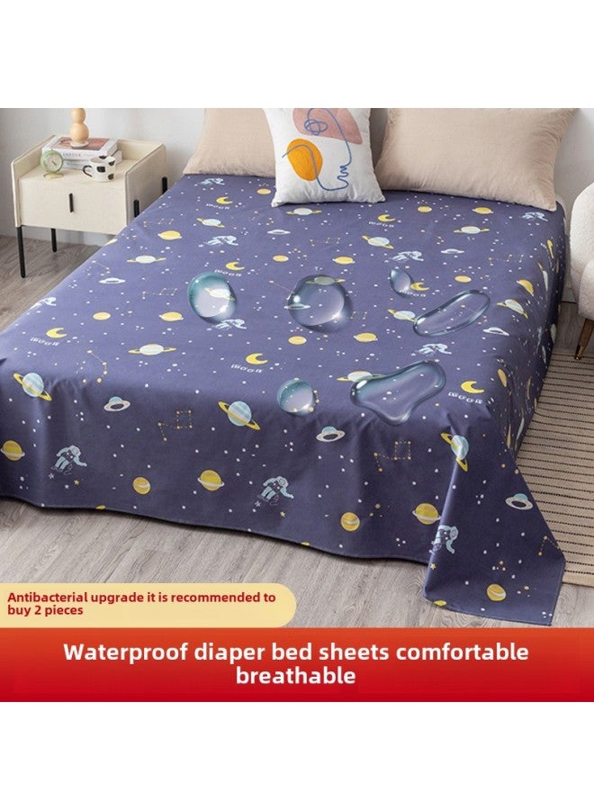 Waterproof Bed Sheet Cat Urine Hair Bed Cover Urine-Resistant Baby List Machine Washable Urine-Proof Cover Dog Rabbit Pet Cover Urine Pad-Color:Planet-[waterproof And Breathable For All Seasons]-Specifications:Single Bed Sheet-60x110cm (applicable To Children's Beds)  - Image 1