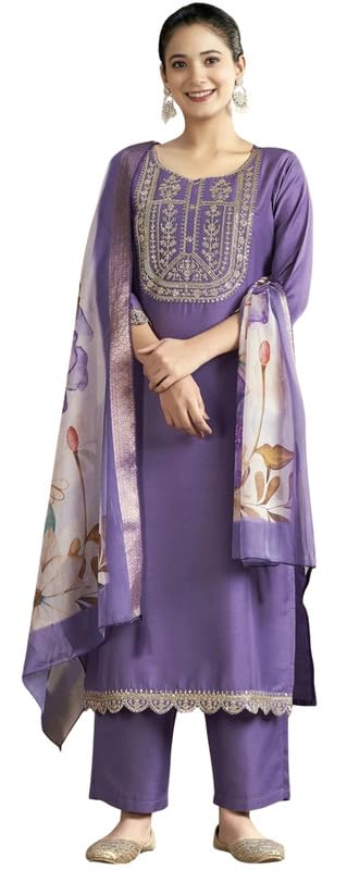 NoseQueen women fashion Embroidery Cotton Kurta Set for Woman, women kurta sets with Digital Printed dupatta - Image 1