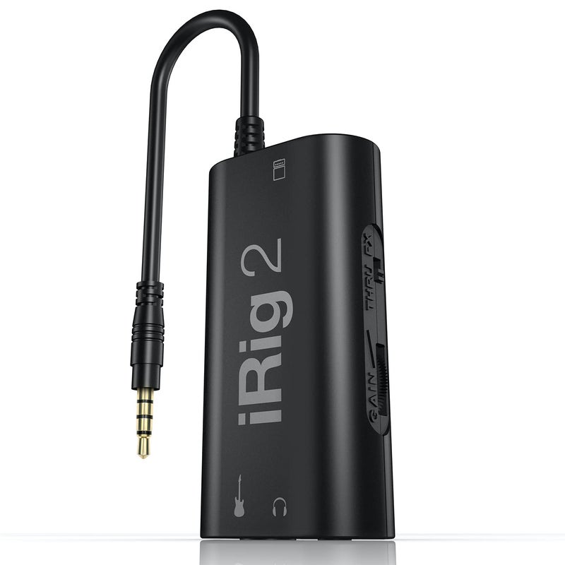 IK Multimedia واجهة صوتية محمولة لجيتار IK Multimedia iRig 2، محول صوت خفيف الوزن لجهاز iPhone و iPad مع مدخل آلة ومخارج سماعة/مضخم صوت - Image 1