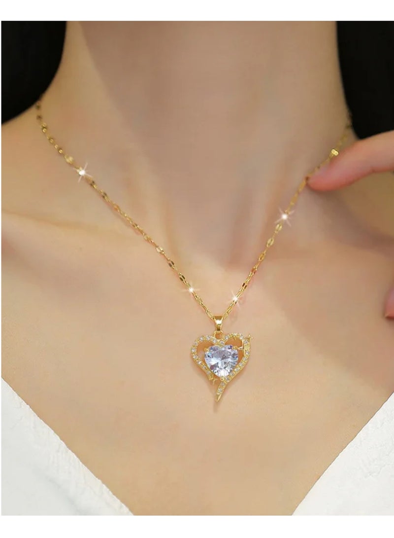 Equal Stainless Steel Gold Plated Necklace For Women - Image 1
