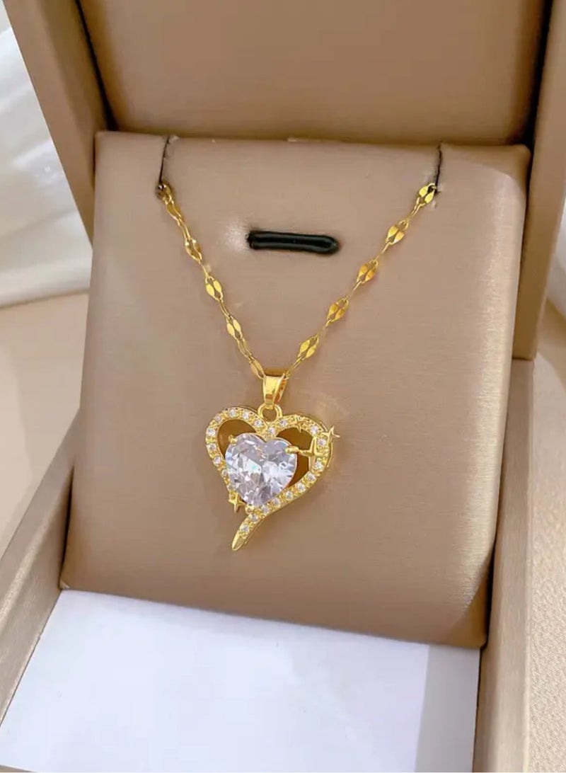 Equal Stainless Steel Gold Plated Necklace For Women - Image 4