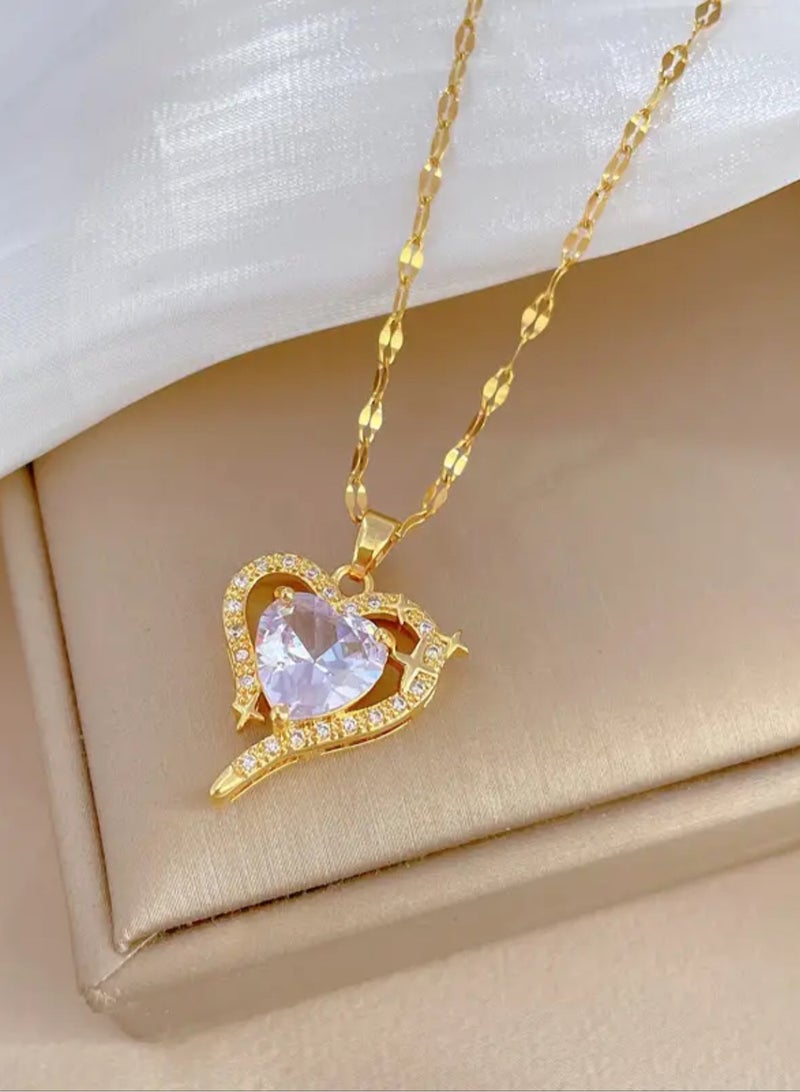 Equal Stainless Steel Gold Plated Necklace For Women - Image 2