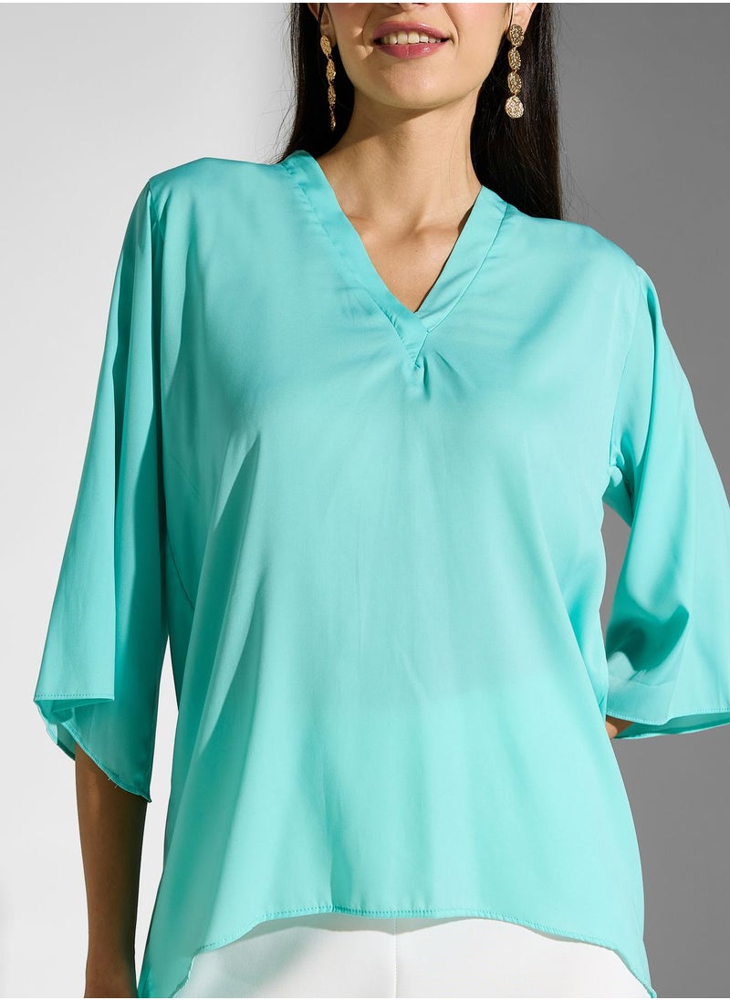 Golden Apple - V-Neck Flared Sleeve Top - Image 1