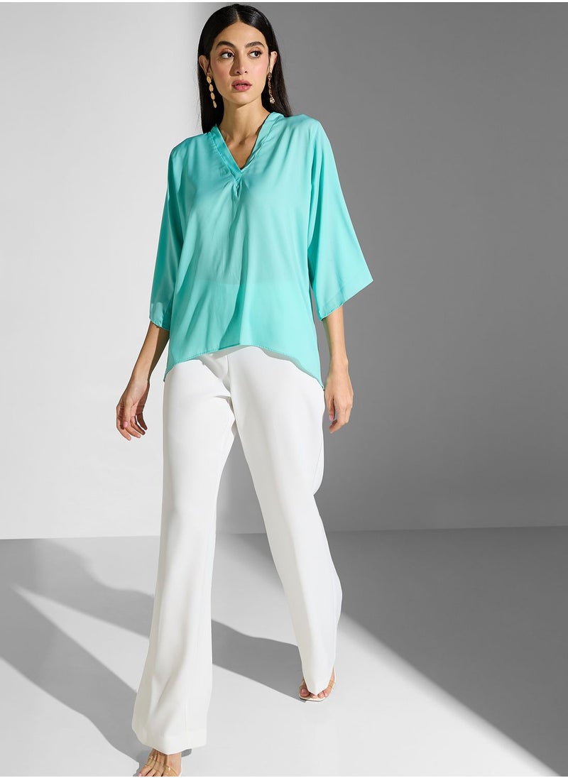 Golden Apple - V-Neck Flared Sleeve Top - Image 1