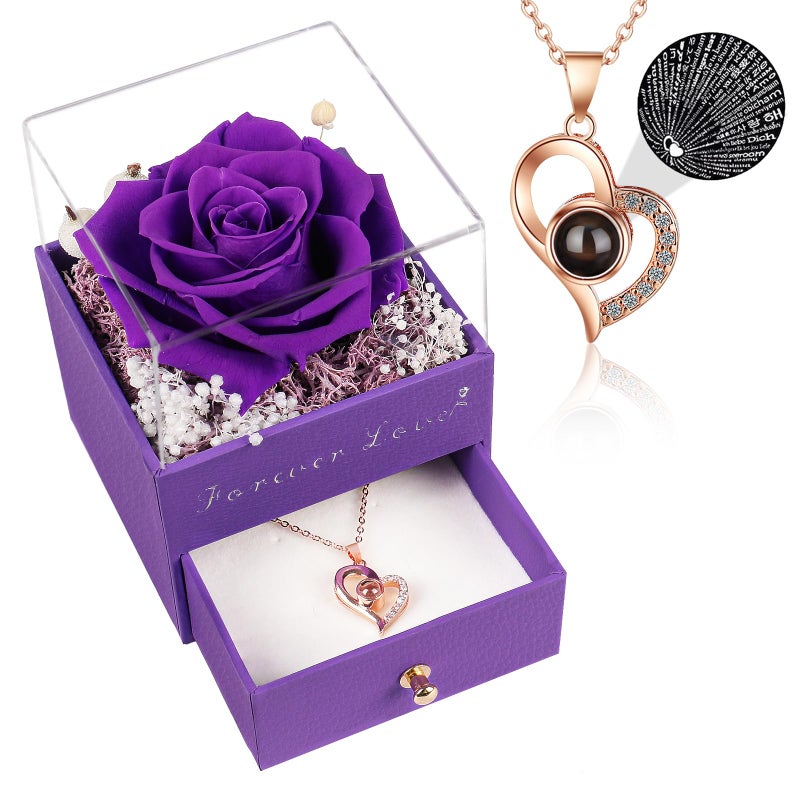 Beferr Beferr Mothers Day Rose Gifts for Women Birthday Gifts Preserved Real Rose with Necklace Eternal Roses Forever Flowers  - Image 1