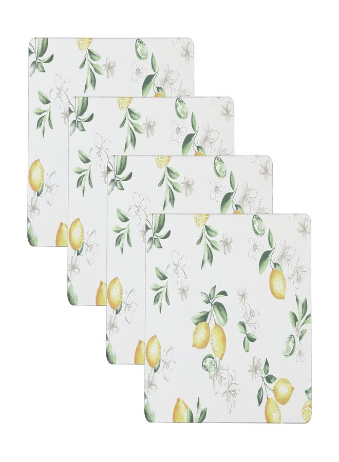 Laura Ashley Cork Placemats 16 x 12-inch for Kitchen and Dining Tables, Heat Resistant, Durable, Easy Clean, Set of 4, Lemon Floral - Image 1