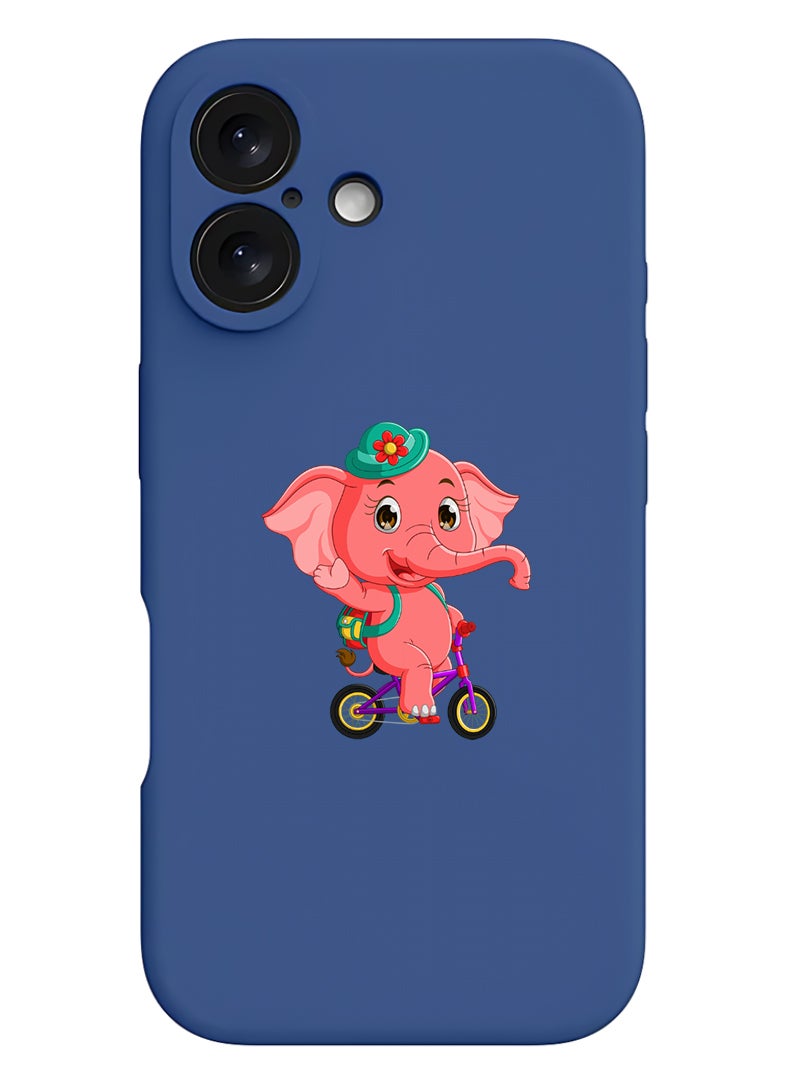 Theodor Protective Slim Fit Case Liquid Silicone Cover with Full Body Protection Anti-Scratch Shockproof Case For Apple iPhone 17 (Blue) pink elephant - Image 1