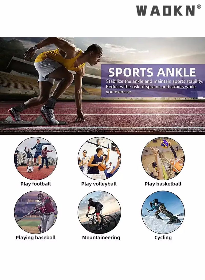 WAOKN 2 Piece Ankle Protector Adjustable Compression Ankle Support Brace For Running Sports Football and Basketball,Foot Brace with Ankle Support Strap, Heel Protector Wrap for Pain, Tendonitis & Sprain  - Image 5