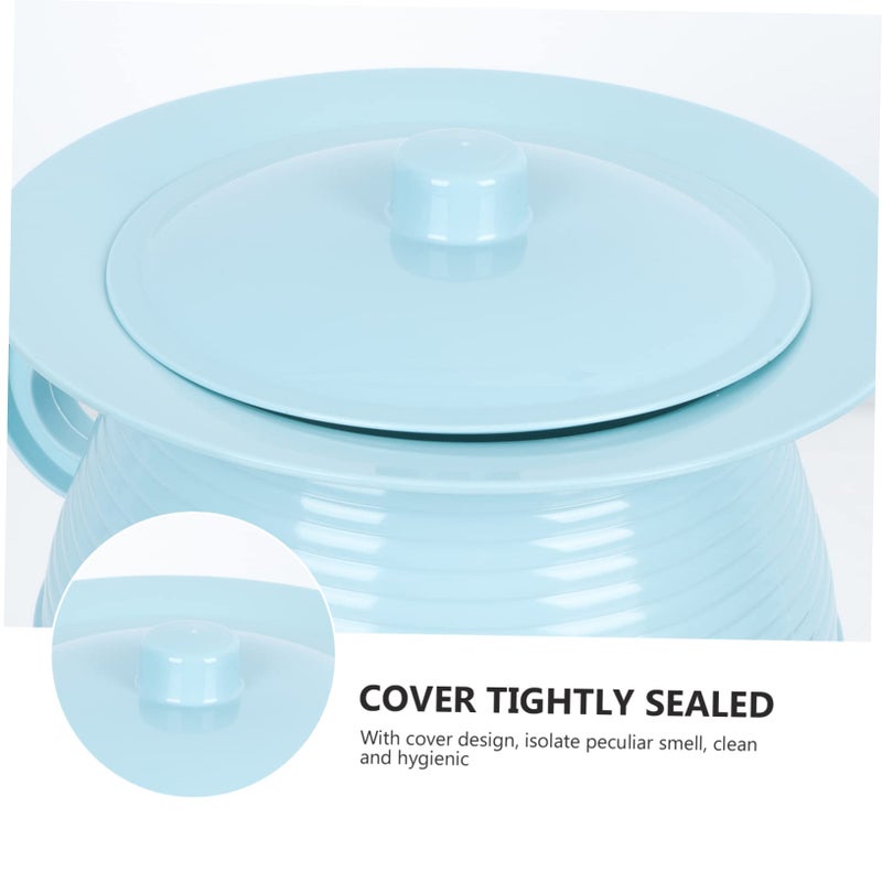 Portable Blue Spittoon With Lid Handheld Chamber Pot For Adults Home Use Urinal - Image 5