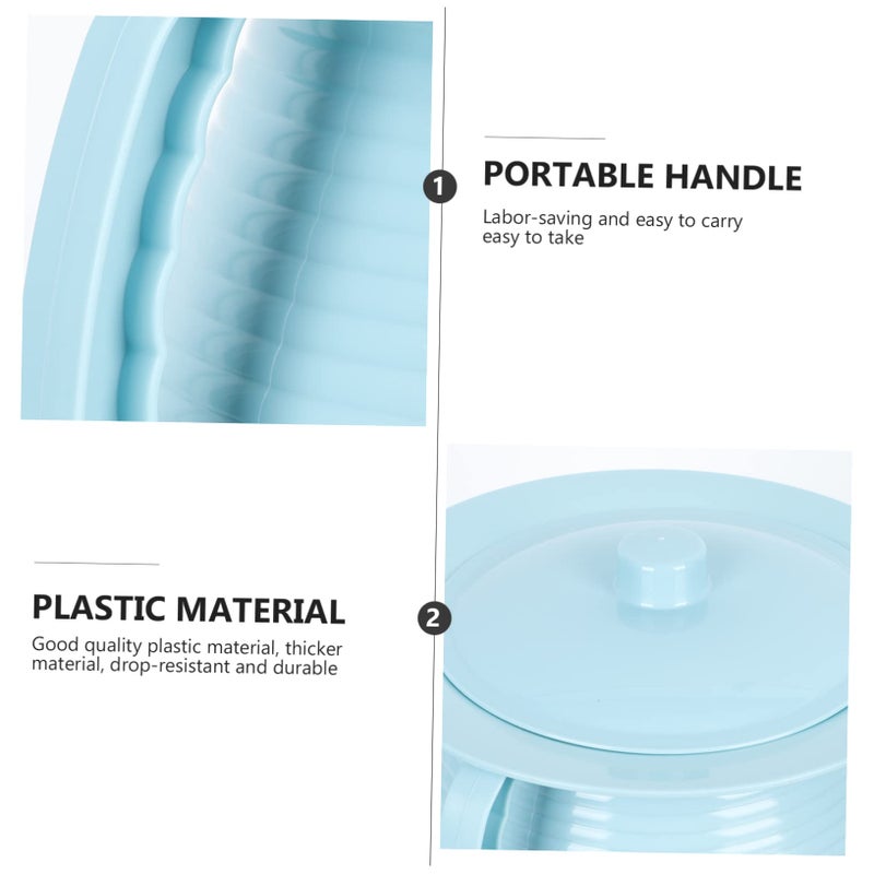Portable Blue Spittoon With Lid Handheld Chamber Pot For Adults Home Use Urinal - Image 3