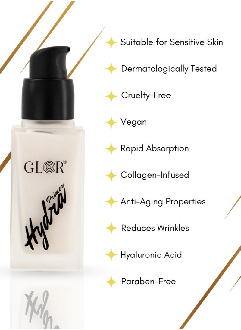 GLOR Glor Endless Charm Lipstick 4 Shades – Intense Long-Lasting Color, Luxurious Moisture, Ultra-Creamy Formula for Beautiful Lips  +   Glor Endless Charm Ultimate Precision Lip Liner - 4 Shades –Vegan, Allergen-Free, Long-Lasting Lip Definition +  Glor Face & Eye Hydration Primer  + Glor Precision Eyeliner +  Cosmetics Bag +  Beauty Blender  - Image 5