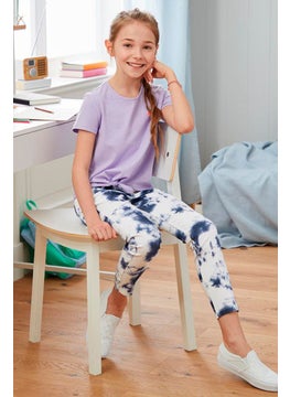 Tchibo Kids Girl Regular Fit Graphic Print Stretchable Jeans, White Combo  - Image 1
