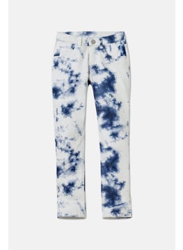 Tchibo Kids Girl Regular Fit Graphic Print Stretchable Jeans, White Combo  - Image 2