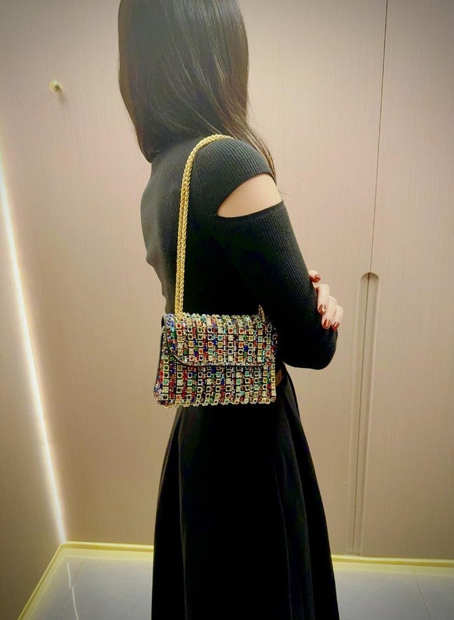 zebrum Evening Clutch Bag for Women, Chain Shoulder Bags Rhinestones Handbags for Cocktail Prom Parties, Weddings(Sparkly-Rhinestones-Multicolor) - Image 5